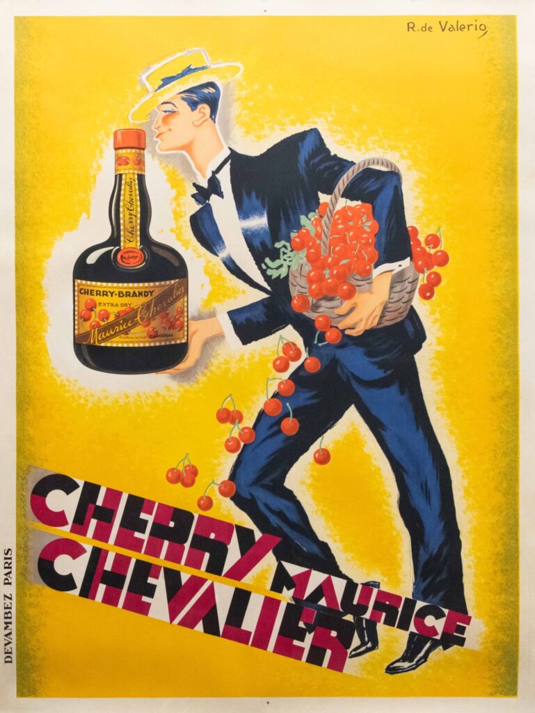 French Art Deco Brandy Vintage Poster for 'Cherry Maurice