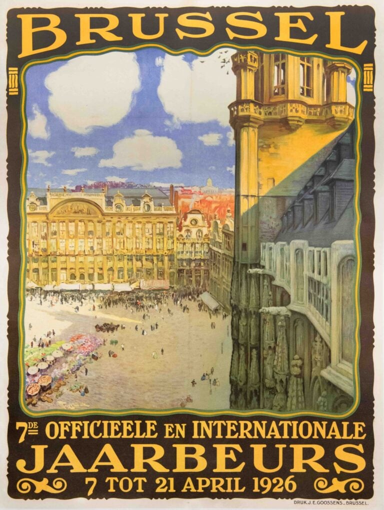 French Vintage Early 20th Century Exhibition Poster ‘Brussel’ by Fernand Toussaint, 1926