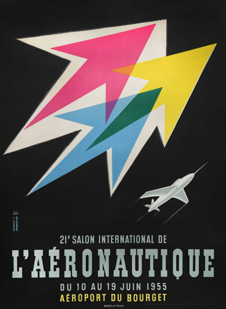 French Modern Vintage Poster ‘l’Aeronautique | 21e Salon International’ by Fromentier, 1955