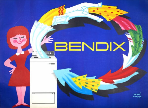 French Vintage Washing Machine Poster ‘Bendix’ by Herve Morvan, 1965
