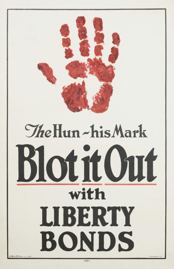 American Patriotic WWI Bonds Poster ‘Blot It Out’ by St. John, 1918