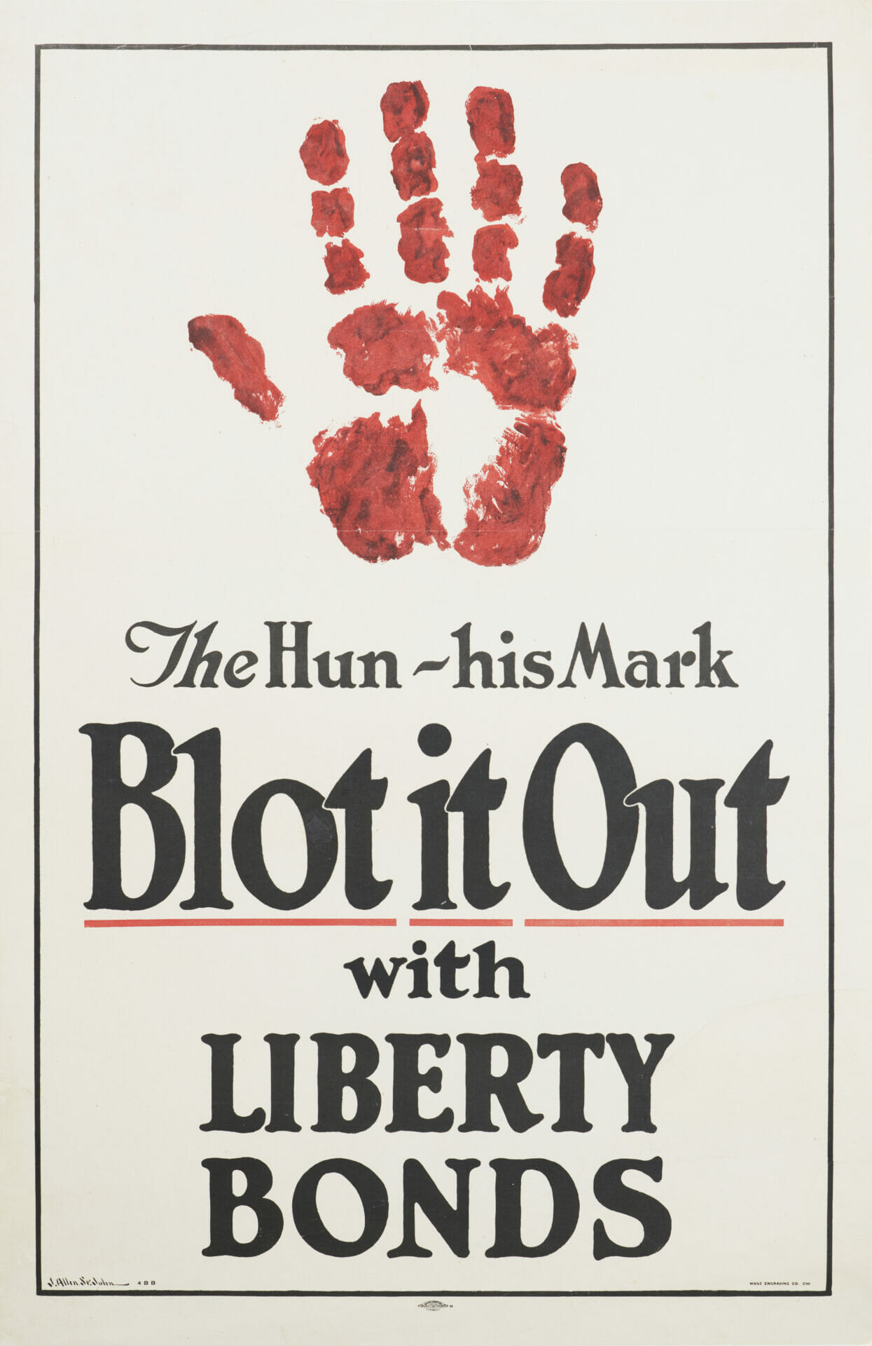 American Patriotic WWI Bonds Poster 'Blot It Out' by St. John, 1918
