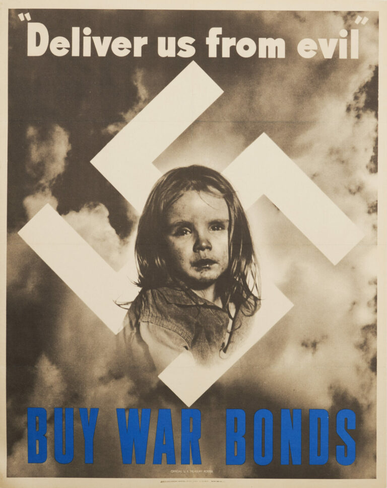 American WWII Swastika Poster (Crying Child) ‘Deliver Us From Evil’, 1943