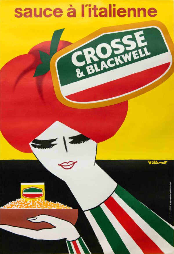 Original Vintage French ‘Crosse & Blackwell’ Advertising Poster by Bernard Villemot, 1980