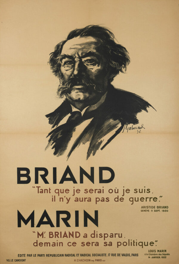 French Vintage Political Campaign Poster for ‘Briand’ by Gaboriand, 1932