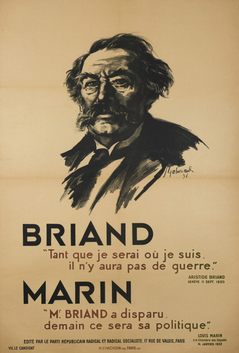 French Vintage Political Campaign Poster for ‘Briand’ by Gaboriand, 1932