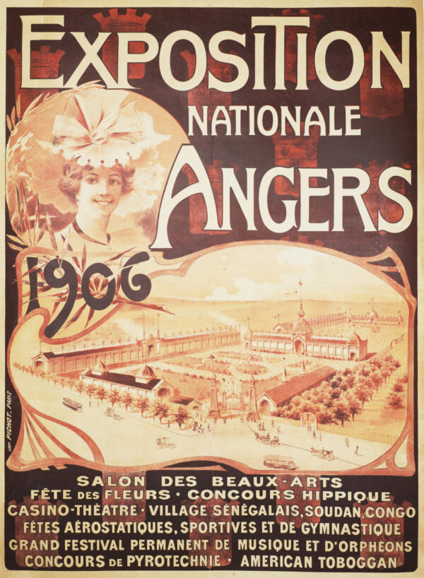 French Belle Epoque Vintage Poster for ‘Exposition Nationale (French Colonies) at Angers’, 1906