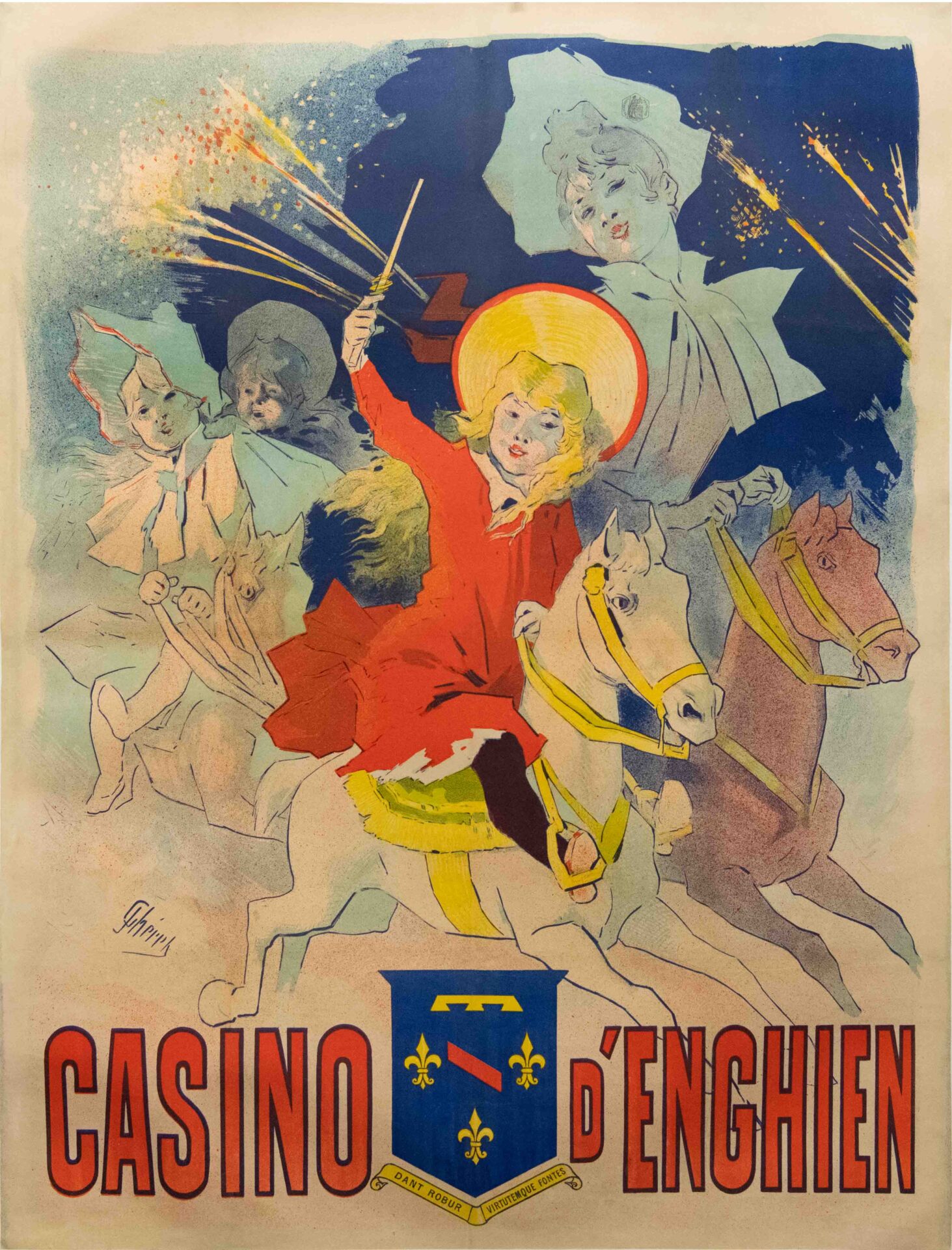 French Vintage Poster for Charity Event 'Casino D'esghien' by Jules Cheret, 1890