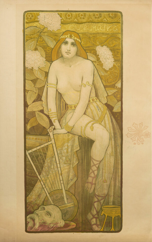 Belgian Hand-Signed Art Nouveau Decorative Panel ‘Salomé’ by Paul Berthon, 1898