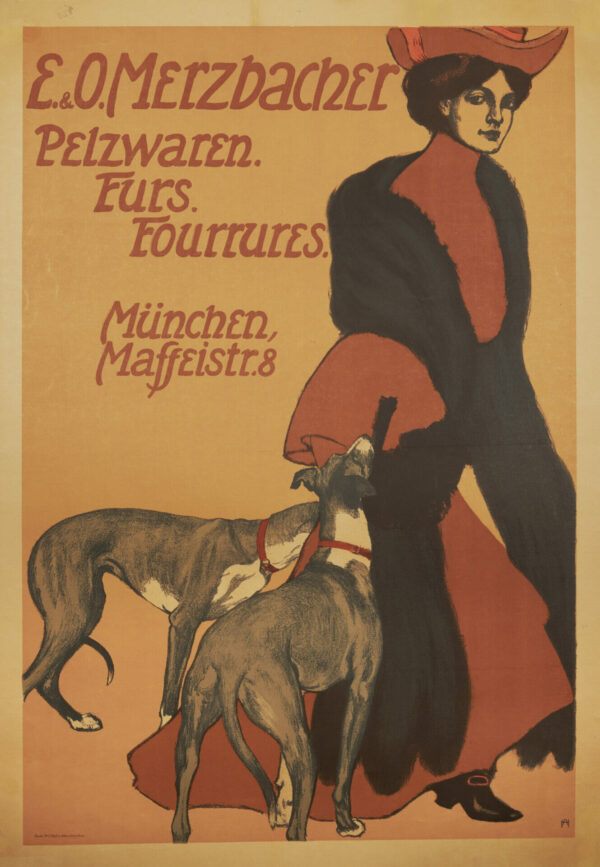 German Fur Advertising Poster for ‘E.O. Merzbacher’ by Hofer, 1906