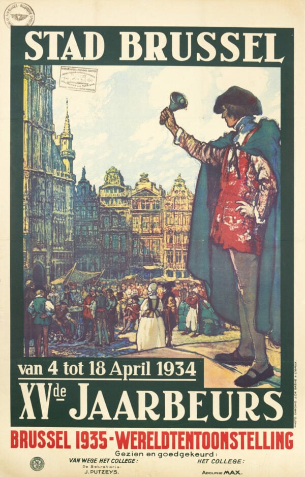 Belgian 1935 World Fair Poster ‘Stad Brussel’ by Toussaint, 1934