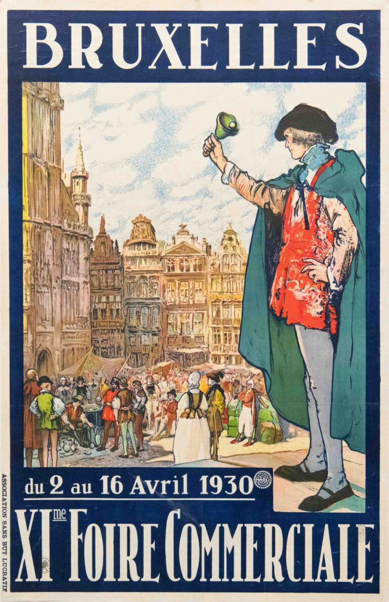 Belgian Travel Poster to ‘Bruxelles XI Foire’ (Brussels Fair) Commerciale, 1930