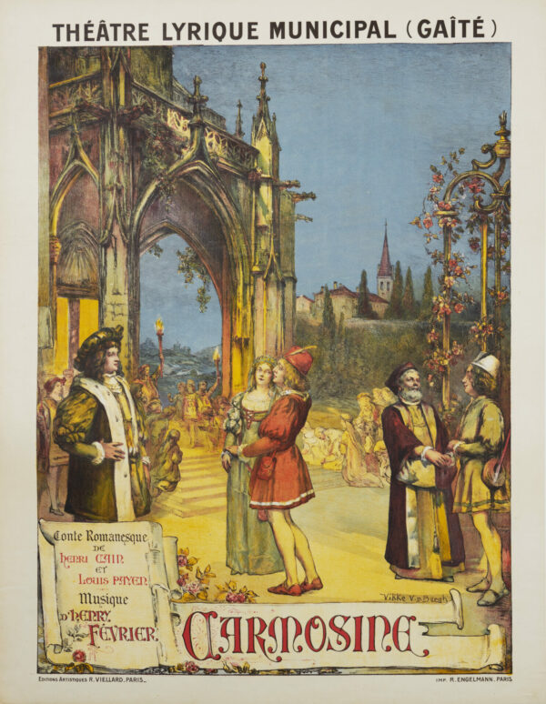 French Operetta Vintage Poster for ‘Carmosine’ by Bergh, 1913