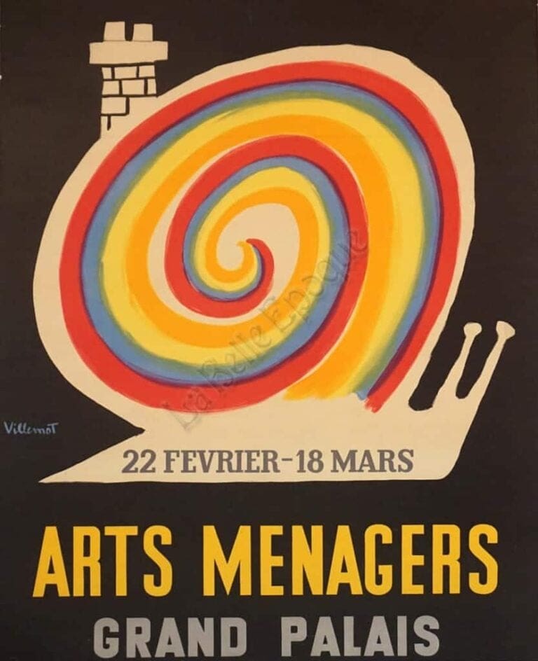 French Modern Advertising Poster for ‘Arts Menagers’ by Modern Artist Villemot, 1952