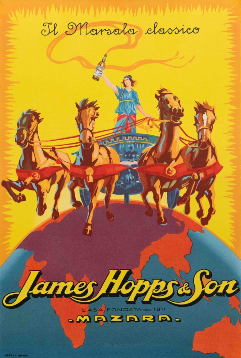 French Early 20th Century Wine Vintage Poster ‘James Hopps & Son’, 1923
