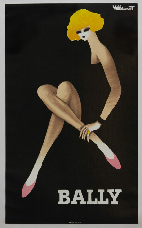 French Modern Fashion Advertising Poster for ‘Bally’ by Villemot, 1982