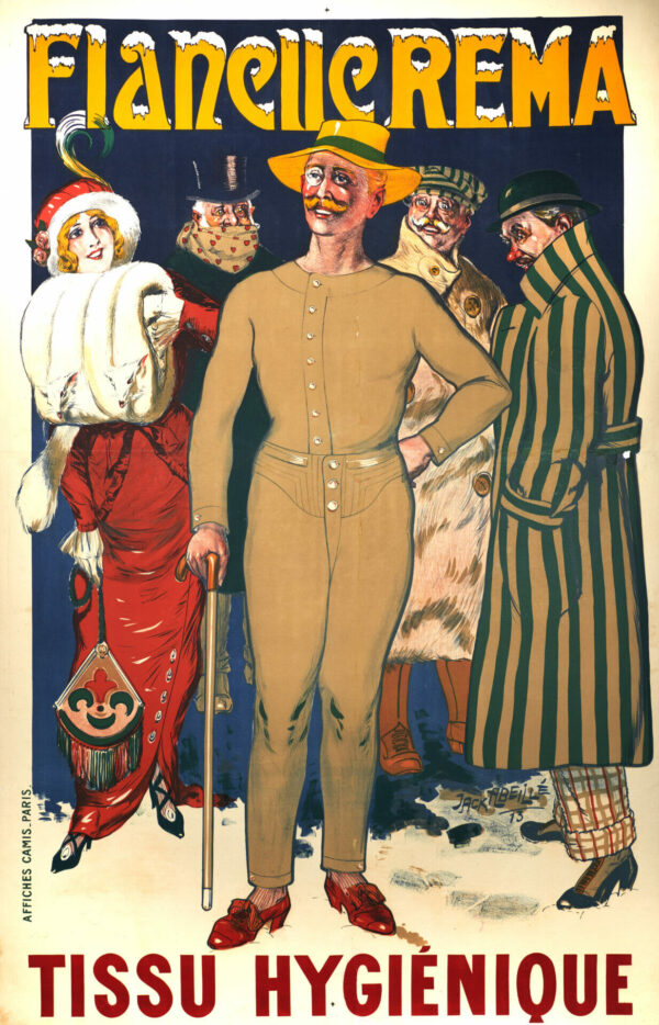 French Vintage Fashion Poster for ‘Flanellerema’ Undergarments by Jack Abeille, 1913