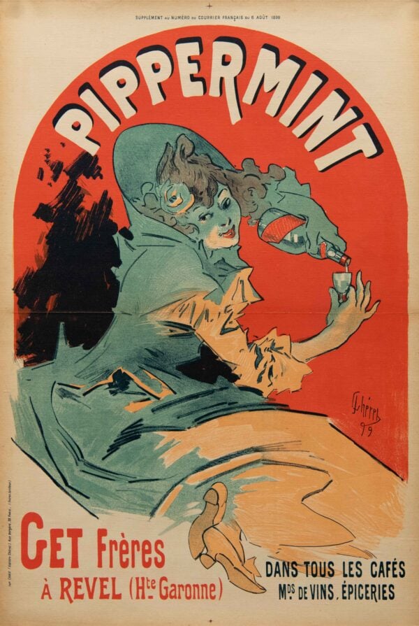 Original Vintage French Wine Poster ‘Pippermint’ by Jules Cheret, 1899