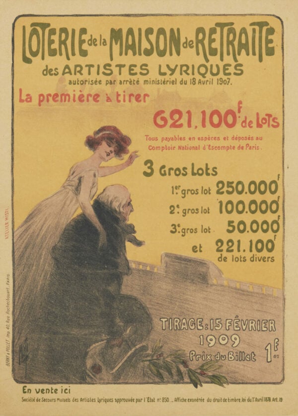 French Vintage Lottery Poster ‘Loterie de la Maison de Retraite’ 1909