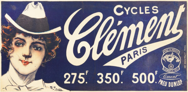 French Advertising Poster for Cycles Clement by C. Tichon, 1890s