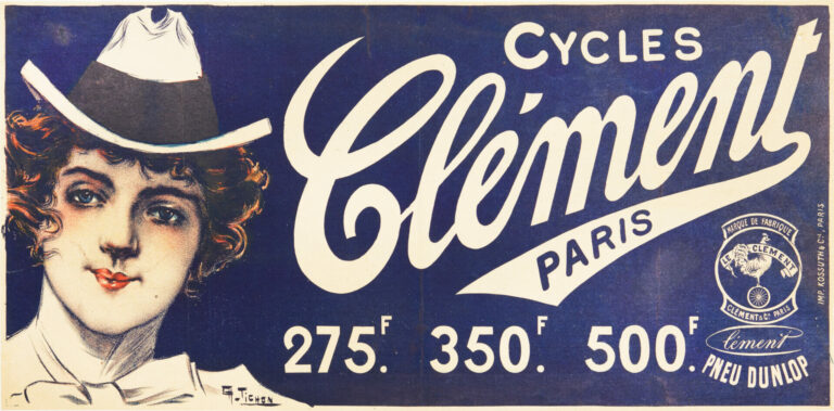 French Advertising Poster for Cycles Clement by C. Tichon, 1890s