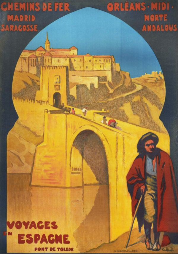 French Vintage Travel Poster to Spain ‘Voyages en Espagne’ by Hallo, 1914