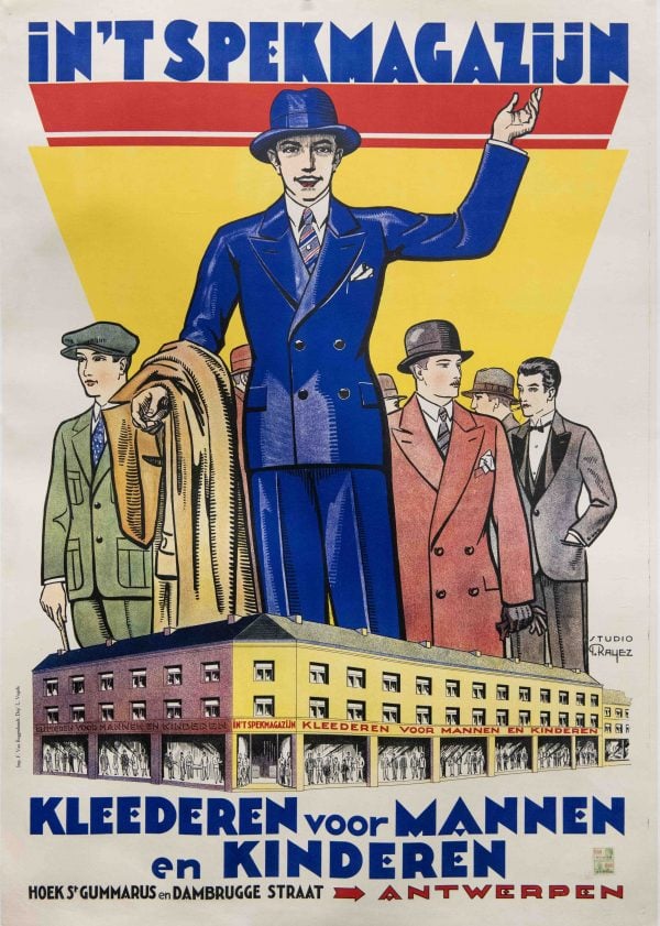 Belgian Vintage Fashion Poster ‘In’T Spekmagazijn’ by Rayez, 1931