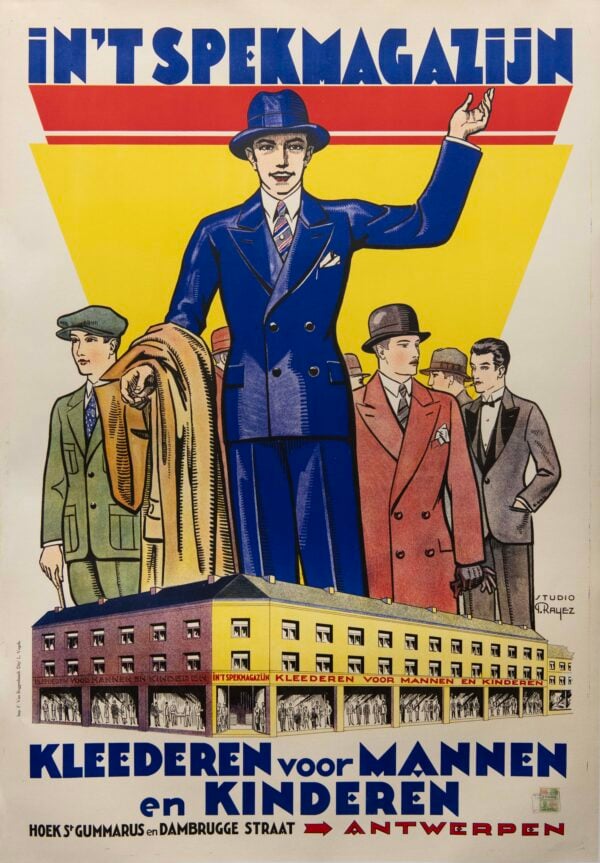 Belgian Vintage Fashion Poster ‘In’T Spekmagazijn’ by Rayez, 1931