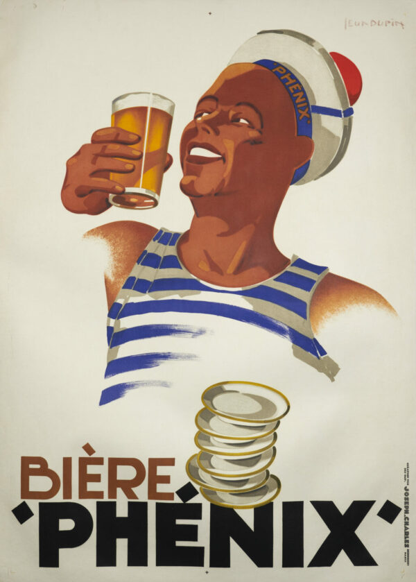 French Vintage Beer Poster w/ Sailor ‘Biere Phenix’ by Dupin, 1930s