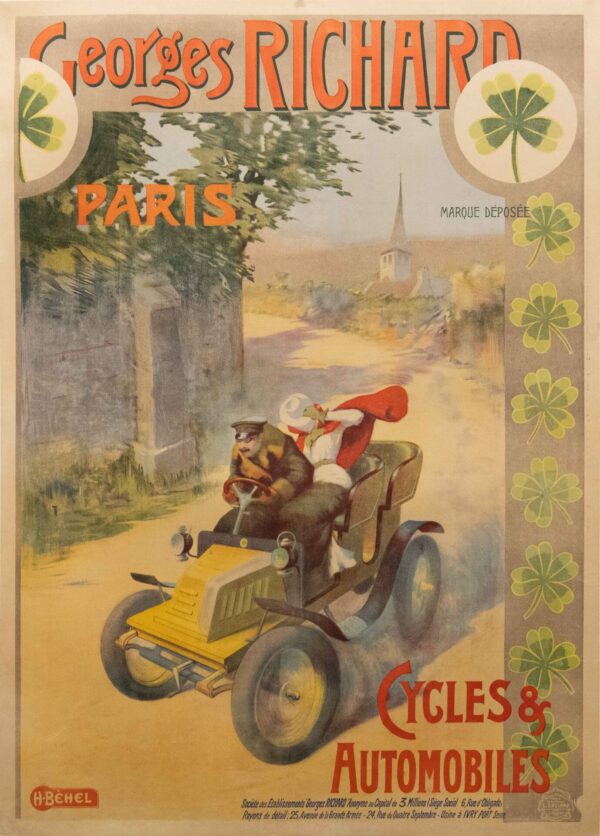 French Vintage Cycles and Auto Poster ‘Georges Richard’ by Behel, 1901