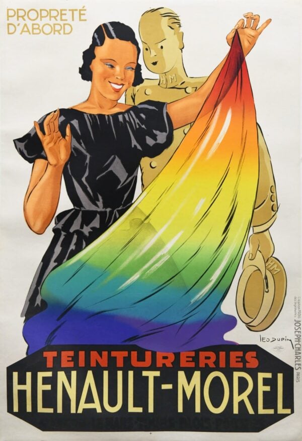 French Vintage Dry Cleaners Poster for ‘Henault-Morel | Teintureries’ by Dupin, 1936