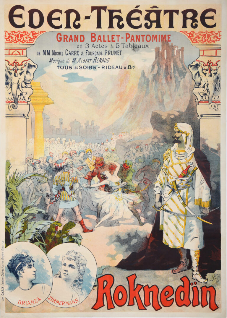 French Art Nouveau Theatrical Poster “Eden Theatre | Roknedin” by Lefevre, 1892