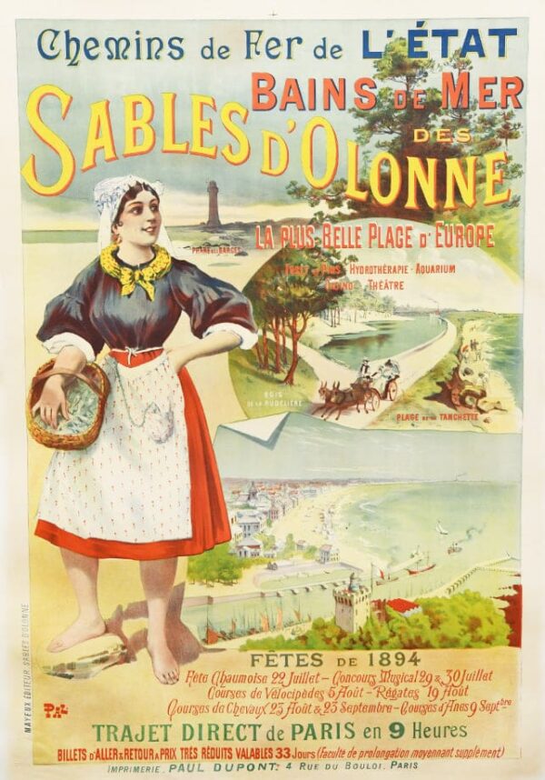 French Vintage Travel Poster ‘Sables d’Olonne’ by Pal, 1894