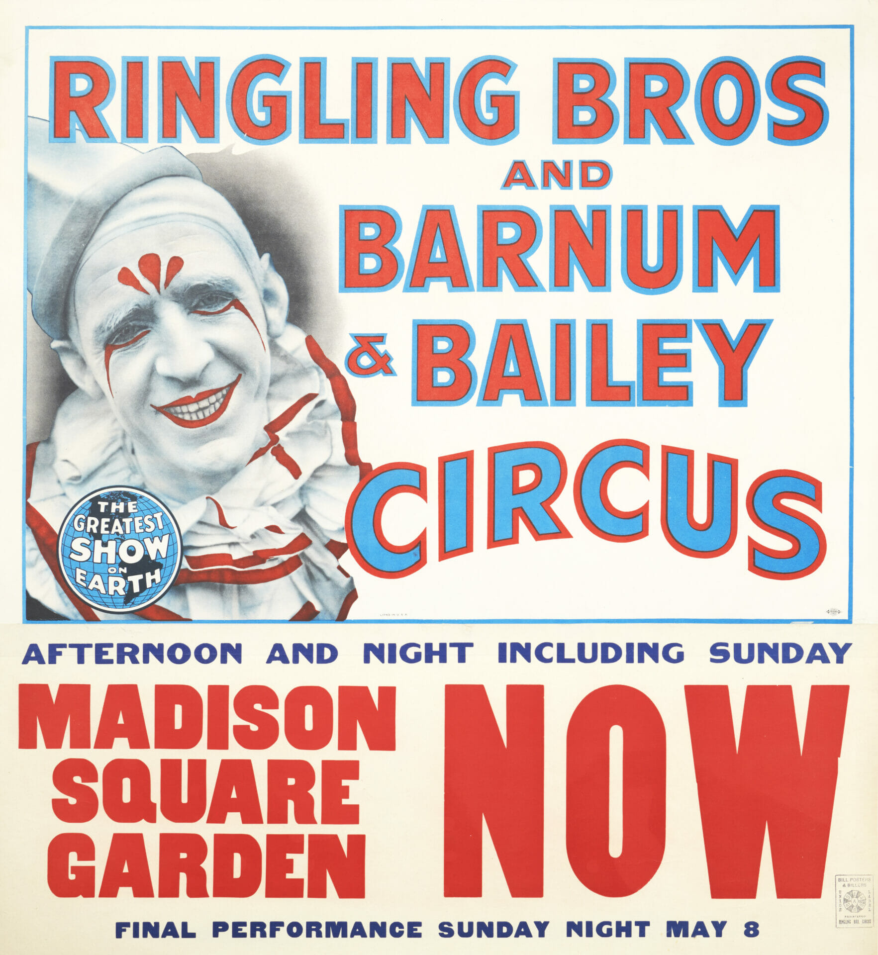 American Vintage Circus Poster for 'Ringling Bros. Barnum & Bailey' 1945