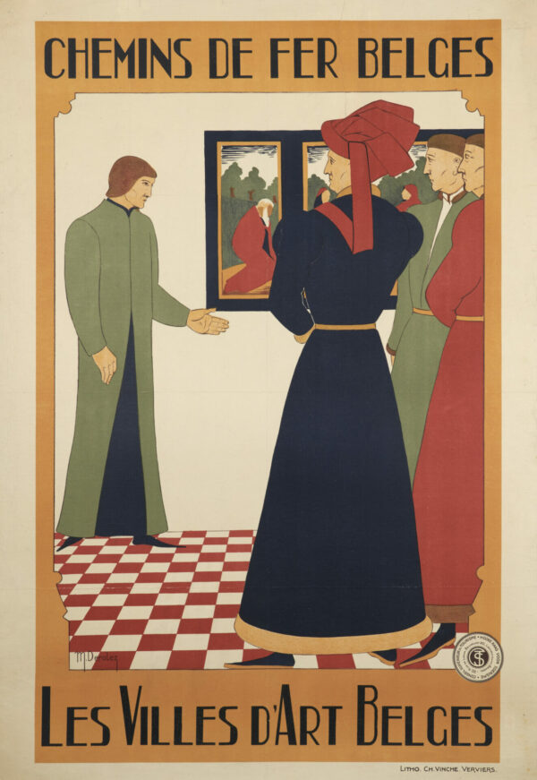 Belgian Vintage Railways Poster ‘Les Villes D’Art Belges’ by Derolez, 1925