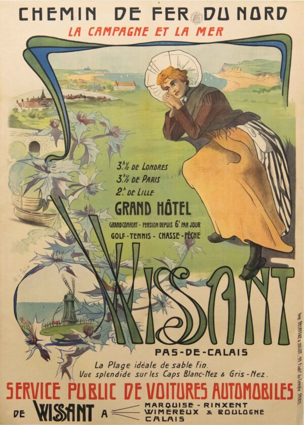 French Vintage Travel Poster to ‘Wissant’ by Coulin, 1900
