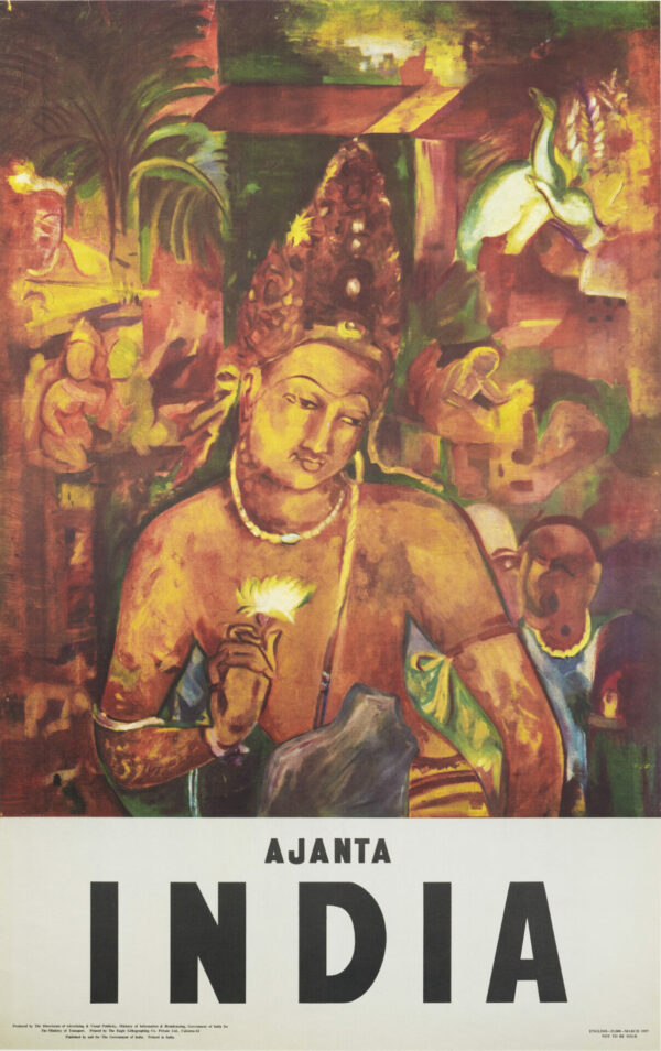 Indian Mid Century Travel Poster to ‘Ajanta | India’ 1957