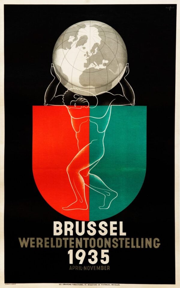 Belgian Exhibition Poster for ‘Brussel Wereldtentoonstelling (World’s Fair) 1935’ by Marfurt