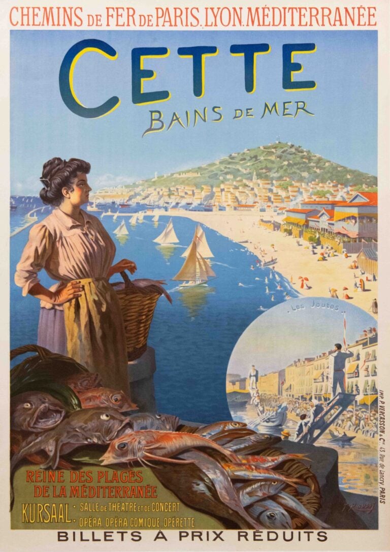 French PLM Travel Poster to ‘Cette | Bains de Mer’ by Rousey, c.1900