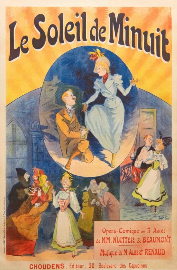 French Vintage Operetta Poster ‘Le Soleil de Minuit’ by Pean, 1898
