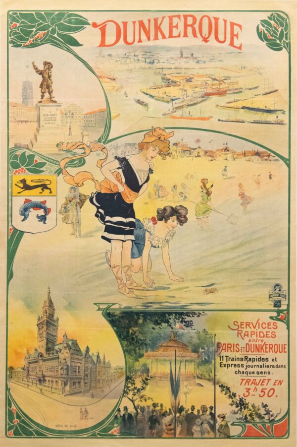 French Vintage Travel Poster to ‘Dunkerque’ by Gerard, c.1900s
