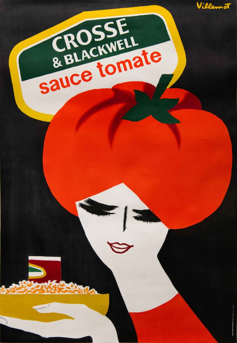 Original Vintage French ‘Crosse & Blackwell’ Advertising Poster by Villemot, 1980