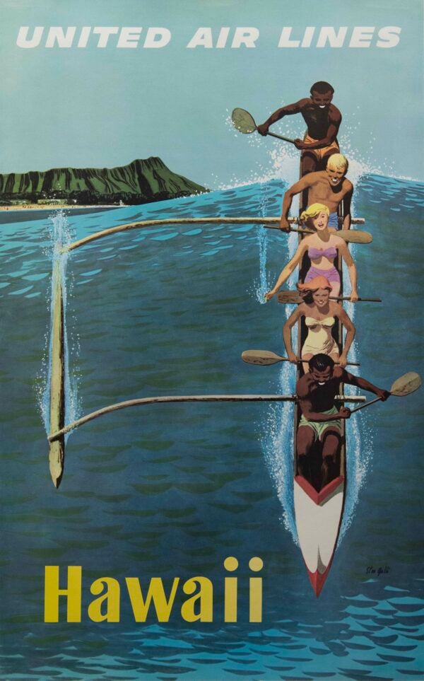 American Travel Poster for United Air Lines “Hawaii” by Stan Galli, 1960’s