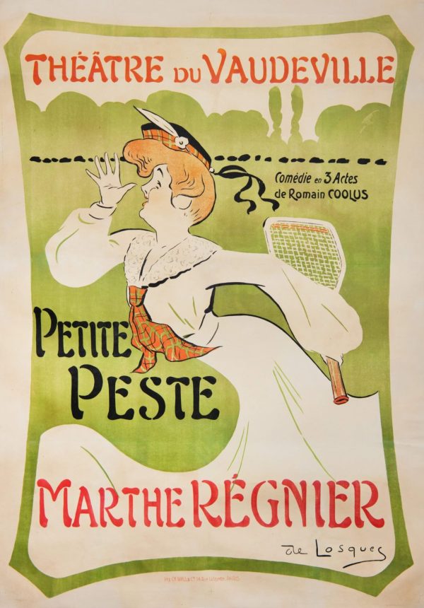 French Vintage Theatrical Poster for ‘Petite Peste | Theatre du Vaudeville’ by De Losque, 1900s