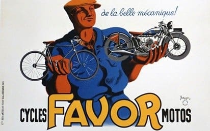 French Art Deco Cycles Advertising Poster for Favor by Bellenger Brothers, 1937