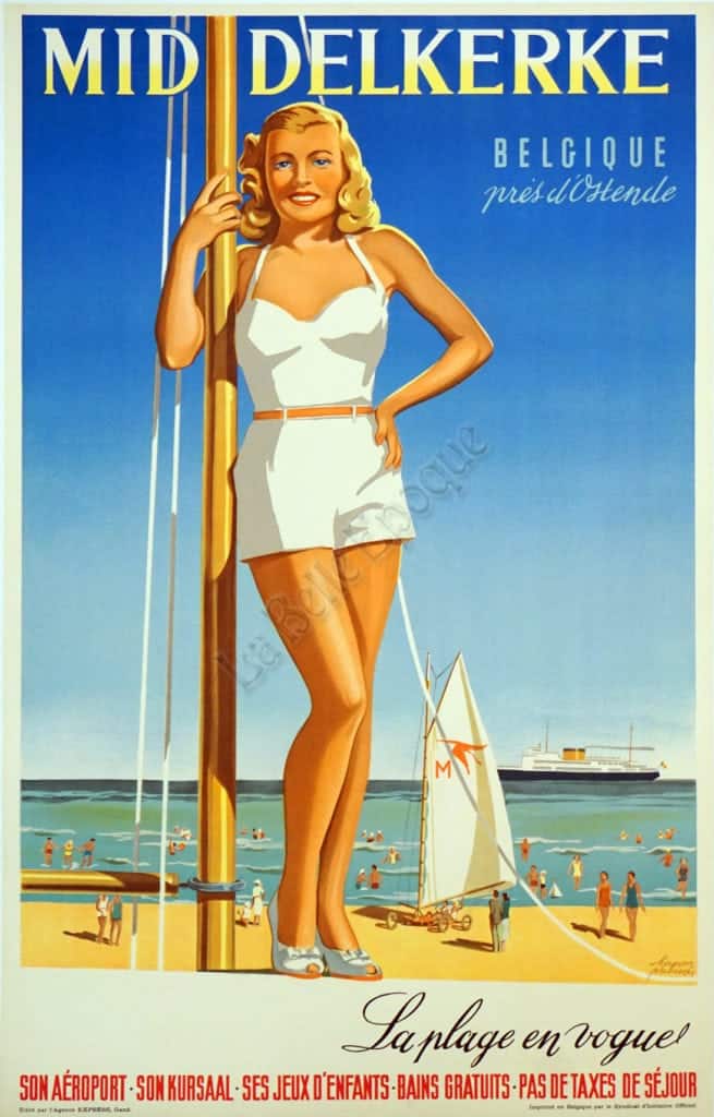 Belgian Mid Century Travel Poster ‘Middelkerke’ by Verbaere, 1950s