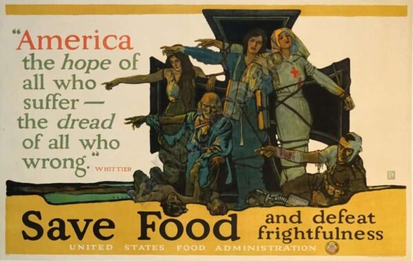 American WWI Vintage Homefront Poster ‘Save Food’ by Paus, 1917