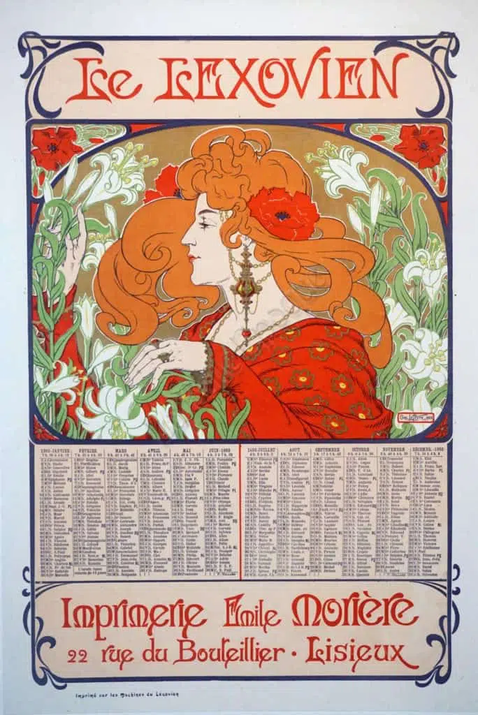 French Art Nouveau Vintage Calendar for 'Le Lexovien' by Geo
