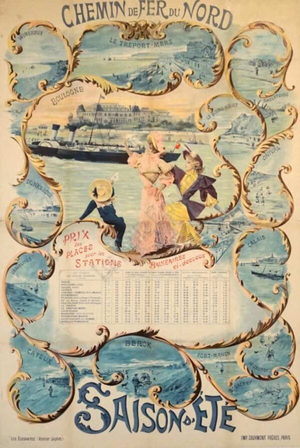 French Vintage Travel Poster ‘Saison d’Ete’ by Japhet, 1890s