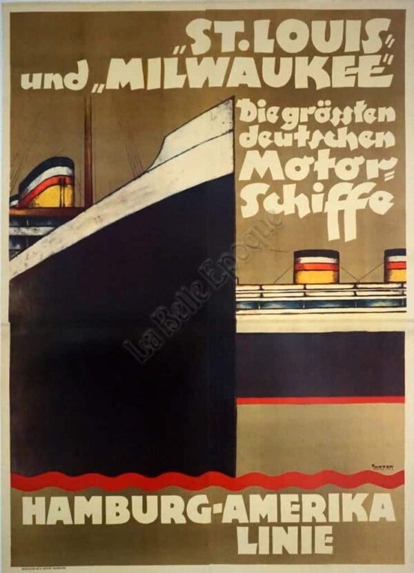Vintage Travel Poster for ‘Hamburg-Amerika Linie | St. Louis and Milwaukee’ by Anton, 1929